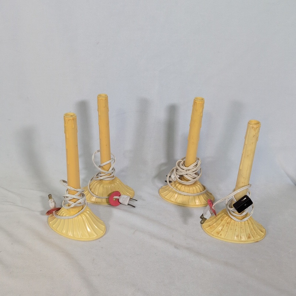 Lot of 4 Vintage Single Light Christmas Candoliers Plastic Window Candles C7